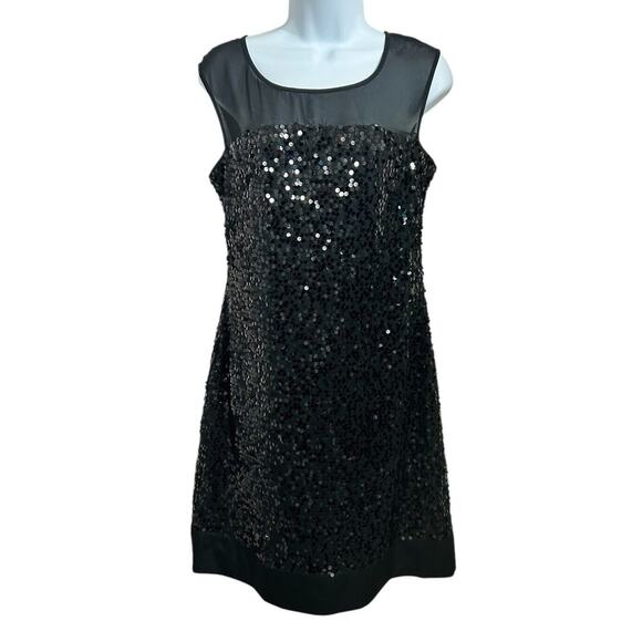 Max and Cleo By BCBG Black Sequin Cocktail Dress Sz 8 Mini Sleeveless MYJ60855 - Picture 4 of 8